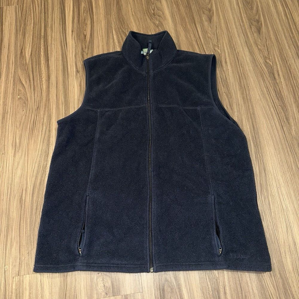 Vintage LL‎ Bean Vest Navy Fleece Mens XL Tall Polartec Full Zip